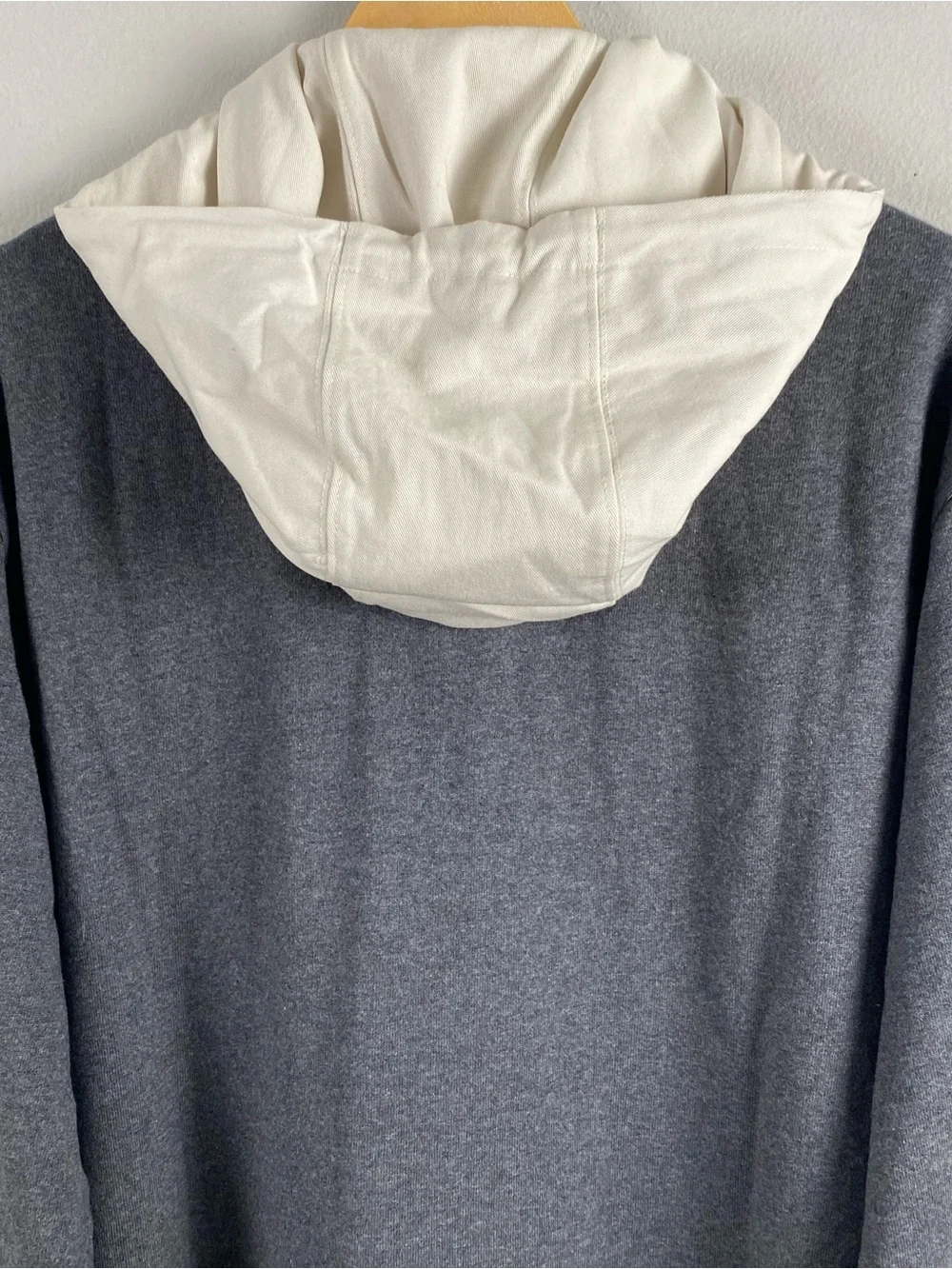 Banana Republic Rugby Long Sleeve Polo Hoodie | Chest Embroidery | Gray/Ivory
